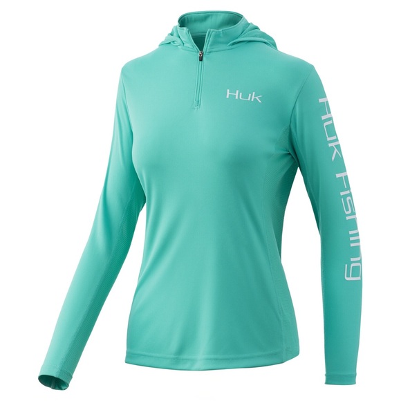 Huk Women's Performance Knit Hoodie Preowned Size L Color: Seafoam - Picture 1 of 5
